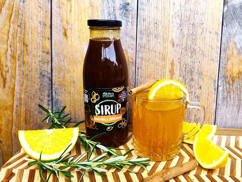 Sirup RAKYTNÍK-POMERANČ s třtinovým cukrem 500 ml - Obrázek 3